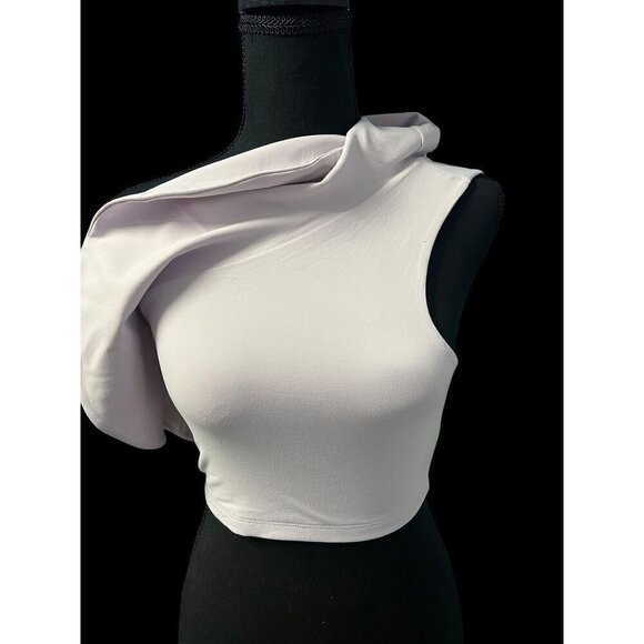 Susana Monaco One Shoulder Ruffle Crop Top Small PURPLE PASTEL Stretchy, SUMMER, - Picture 6 of 7